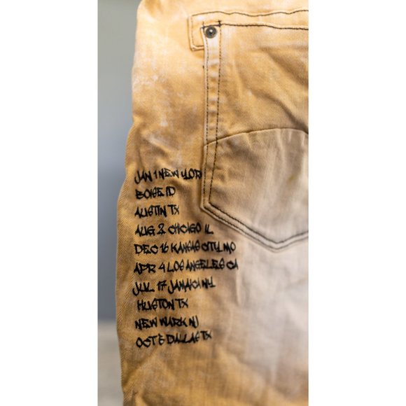 8IGHTH DSTRKT Graphic Tan Moto Jeans 40X34 - Picture 7 of 8